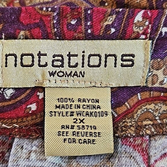 Notations Maxi Skirt Rayon Tiered Gauze Paisley Boho Hippie Red Purple 2XL - Picture 10 of 11